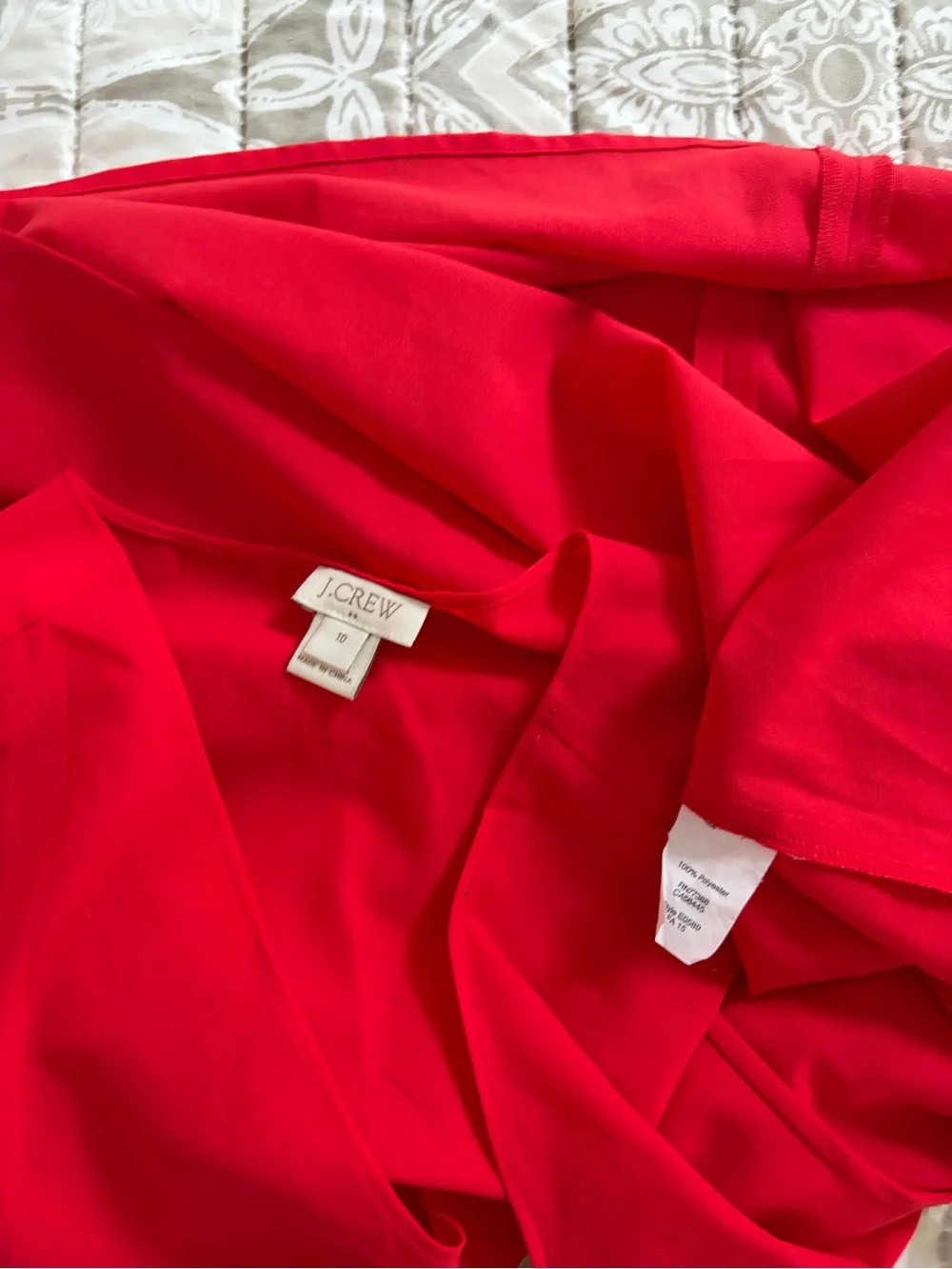 J. Crew Red Sleeveless V-Neck Blouse